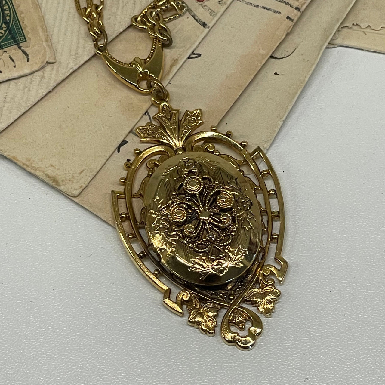 1980’s Gold Shield Locket Pendant Bloomers and Frocks 