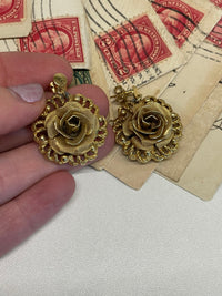 Thumbnail for Gold Rose Dangle Earrings Bloomers and Frocks 