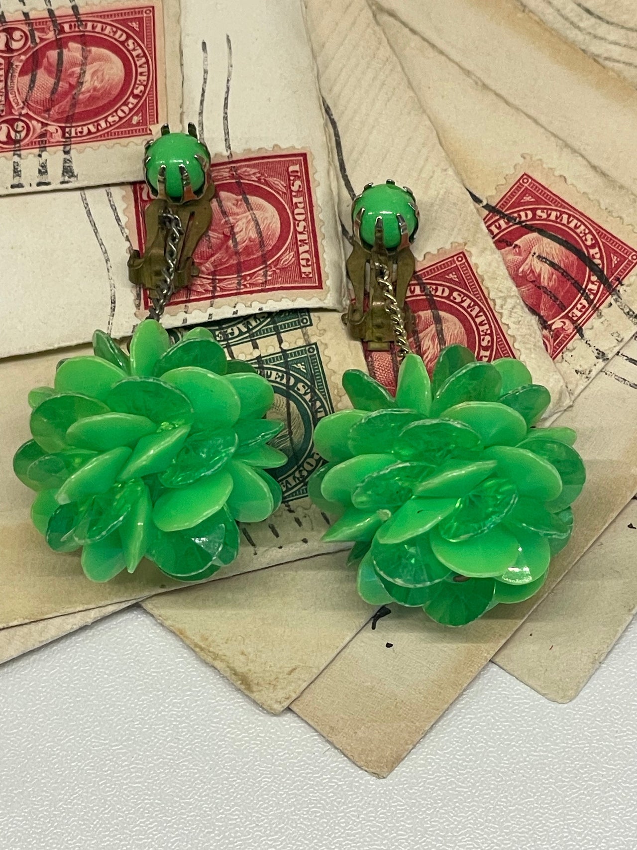 Green Plastic Dangle Spheres Bloomers and Frocks 
