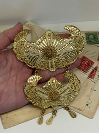 Thumbnail for Large Gold Dangle Shield Pendant/Brooch Bloomers and Frocks 
