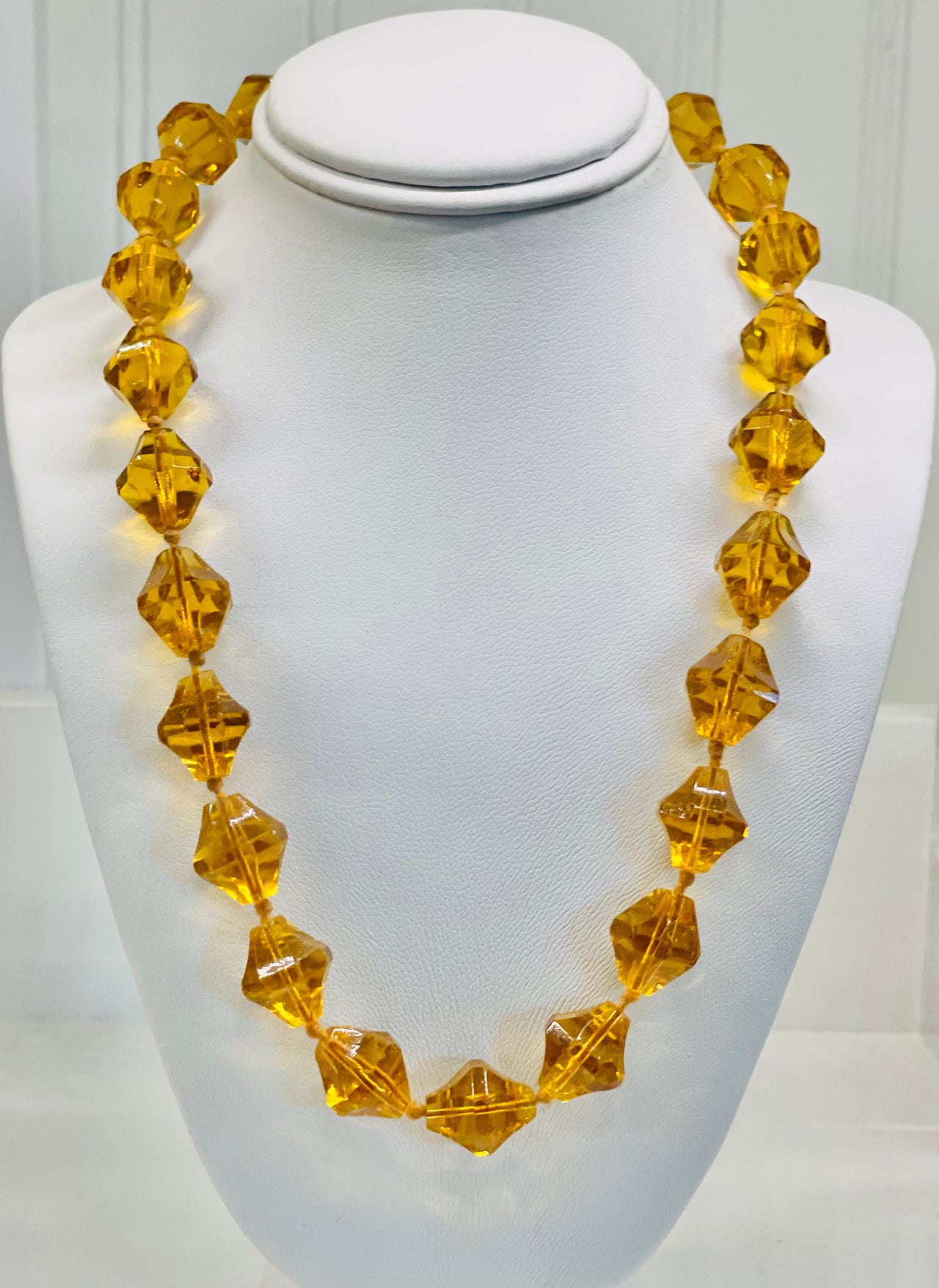 1930s Amber Czech Glass Hand Knotted Necklace Jewelry Bloomers and Frocks 