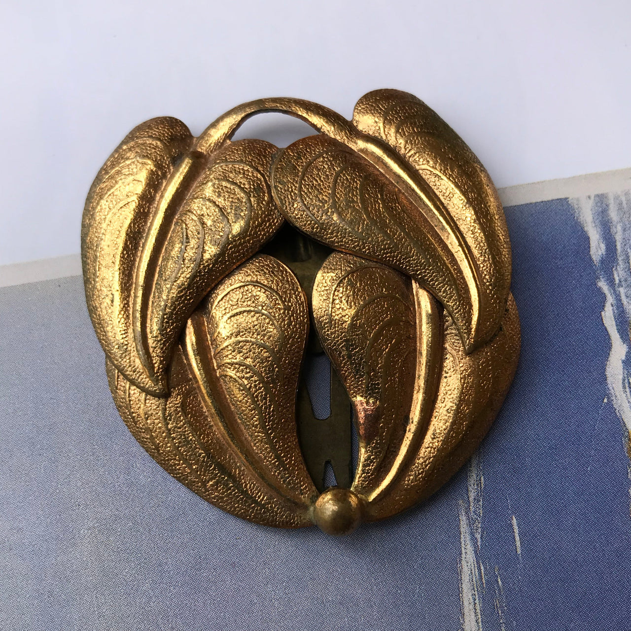 1930s Art Deco Brass Fur Clip Accessory Bloomers and Frocks 
