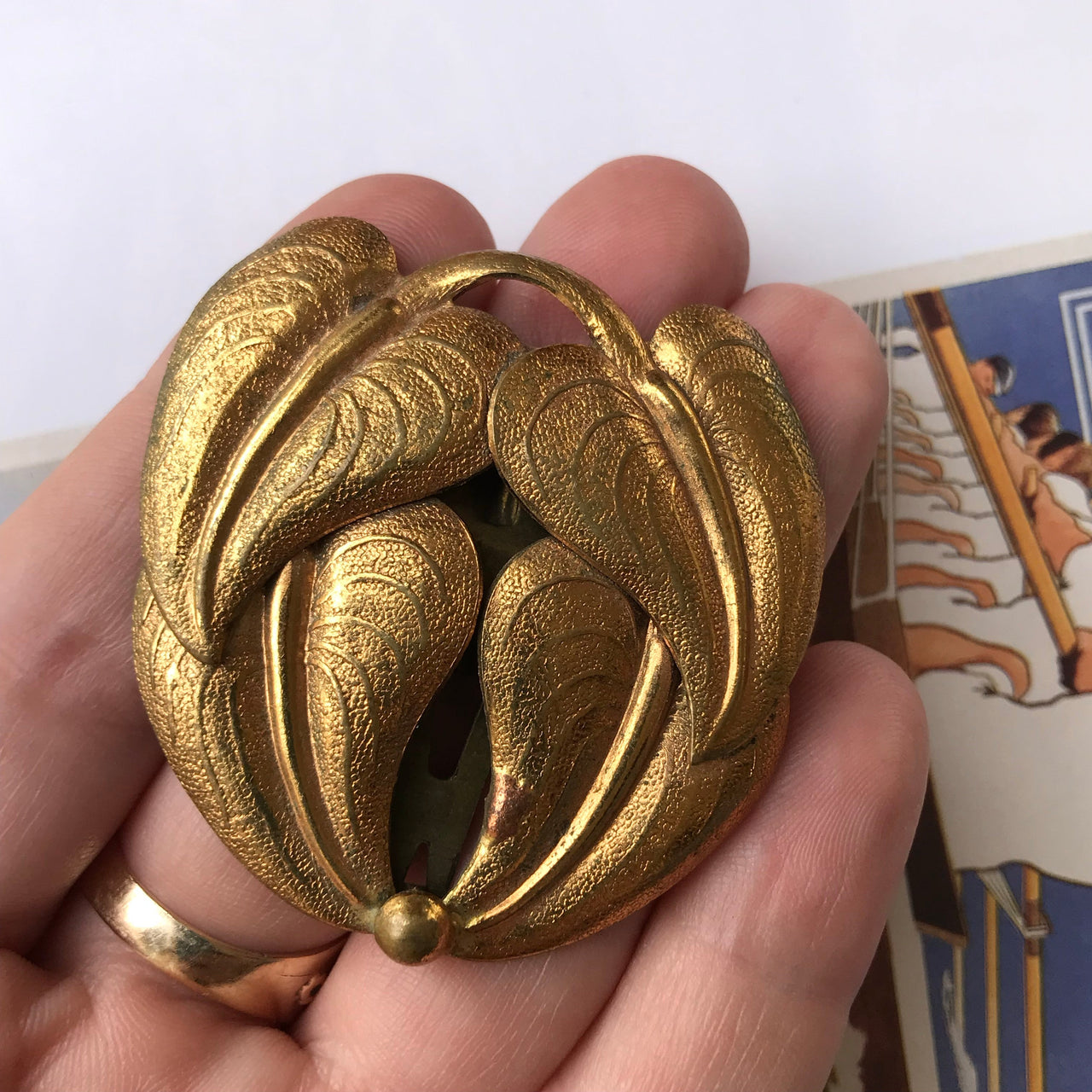 1930s Art Deco Brass Fur Clip Accessory Bloomers and Frocks 