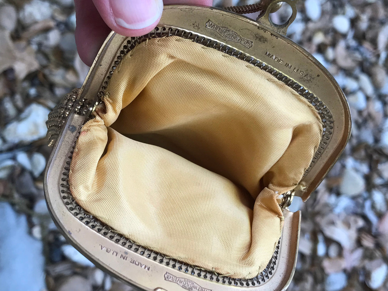 1930's Goldtone Whiting & Davis Mini Coinpurse Purse Bloomers and Frocks 