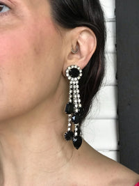 Thumbnail for 1950s Black and Clear Rhinestone Dangle Earring and Necklace Set Jewelry Bloomers and Frocks 