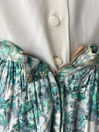 Thumbnail for 1950s Floral Skies Silky Full Skirt Skirt or Pant Bloomers and Frocks 