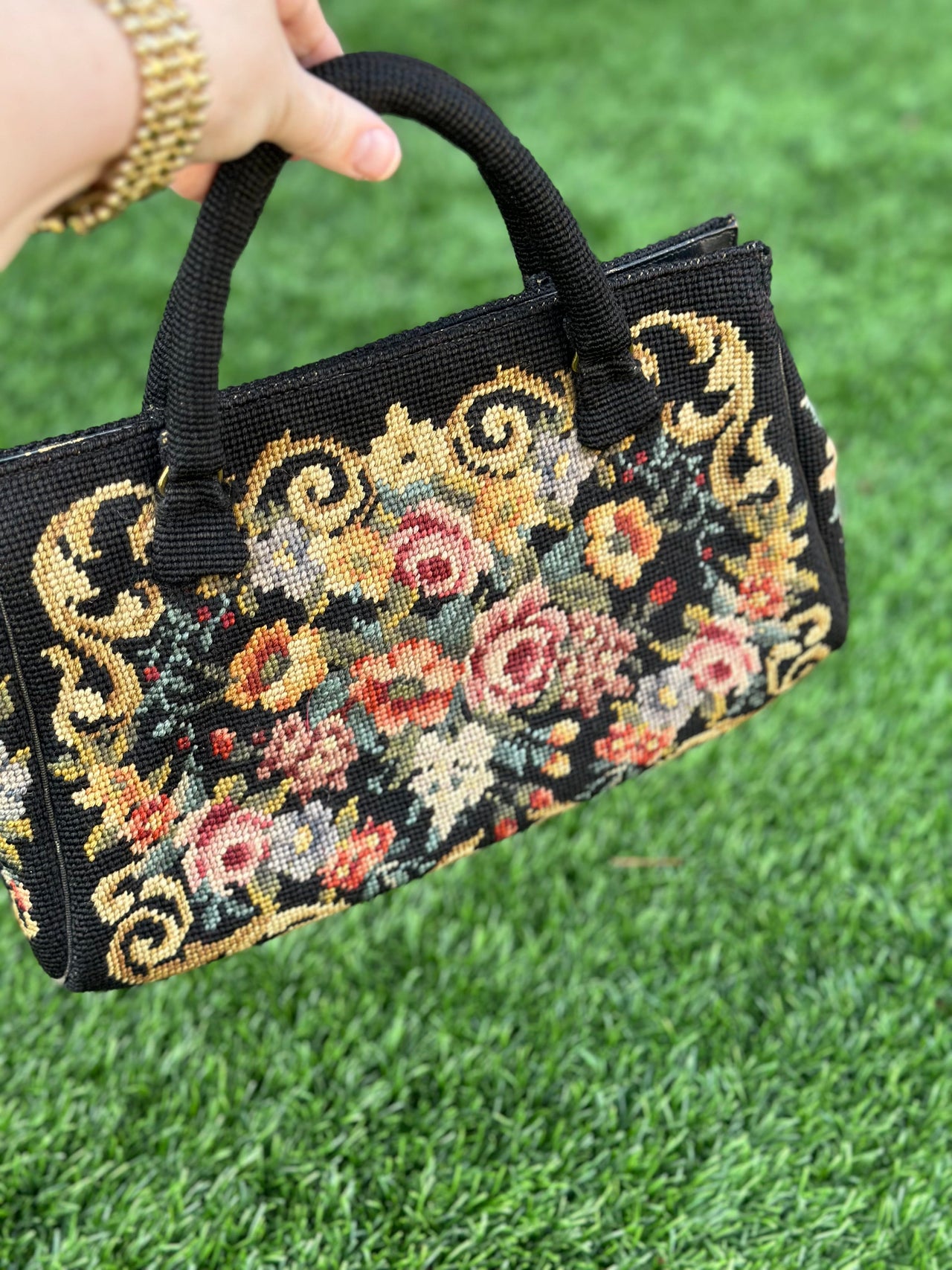 1960s Black Floral Carpetbag Bloomers and Frocks 