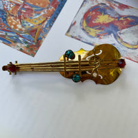Thumbnail for 1960s Brass Color Cello Brooch Jewelry Bloomers and Frocks 
