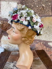 Thumbnail for 1960s Floral Blue Net Hat Hat Bloomers and Frocks 
