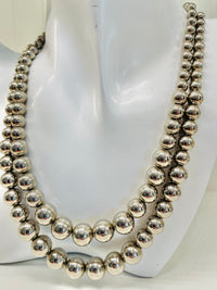 Thumbnail for 1960s Hobe Double Strand Silver Ball Necklace on Chain Jewelry Bloomers and Frocks 