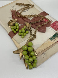 Thumbnail for 1960’s Judy Green Beaded Grapes Necklace and Earrings Set Bloomers and Frocks 