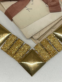 Thumbnail for 1960’s Monet Gold Polished and Textured V Necklace Bloomers and Frocks 