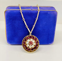 Thumbnail for 1960s Purple Rhinestone Circle Pendant Necklace Jewelry Bloomers and Frocks 