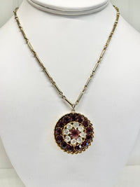 Thumbnail for 1960s Purple Rhinestone Circle Pendant Necklace Jewelry Bloomers and Frocks 