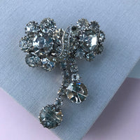 Thumbnail for 1960s Rhinestone Double Flower Brooch Jewelry Bloomers and Frocks 