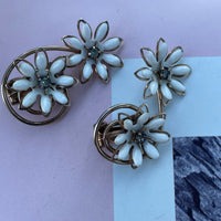 Thumbnail for 1960s White Floral Clip Earrings Jewelry Bloomers and Frocks 