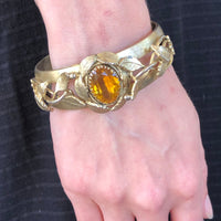 Thumbnail for 1960s Whiting and Davis Gold and Amber Glass Bangle Bracelet Jewelry Bloomers and Frocks 