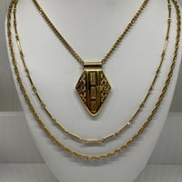 Thumbnail for 1970’s 3 Strand Gold Chain Necklace with Shield Pendant Bloomers and Frocks 