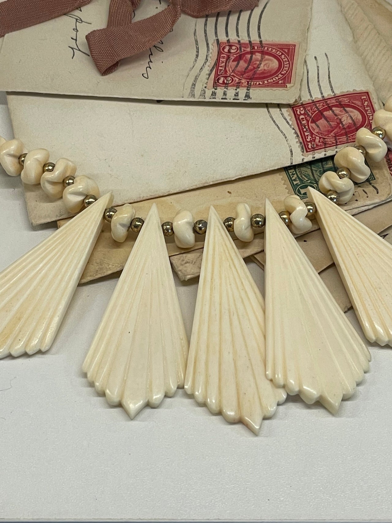 1970s Carved Bone Necklace Bloomers and Frocks 