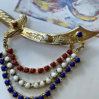 Thumbnail for 1970s Red, White, and Blue Sword Brooch Jewelry Bloomers and Frocks 