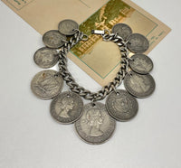 Thumbnail for 1970s Silver Mexican Coin Charm Bracelet Jewelry Bloomers and Frocks 