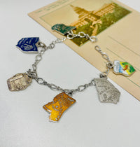 Thumbnail for 1970s Sterling Silver State Enamel Charm Bracelet Jewelry Bloomers and Frocks 