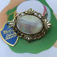 Thumbnail for 1970s Whiting and Davis Mother of Pearl Brooch Jewelry Bloomers and Frocks 