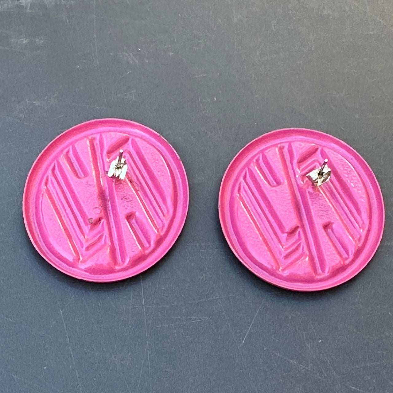 1980s Barbie Pink Oval Earrings Bloomers and Frocks 