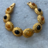 Thumbnail for 1980s Brushed Gold Black and Yellow Bracelet Bloomers and Frocks 
