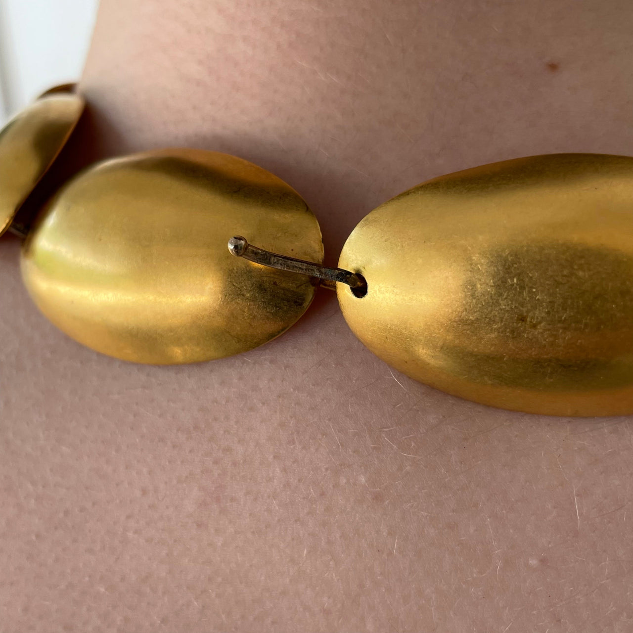 1980's Brushed Gold Necklace Jewelry Bloomers and Frocks 