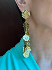 Thumbnail for 1980s Gold Coin Dangle Earrings Bloomers and Frocks 
