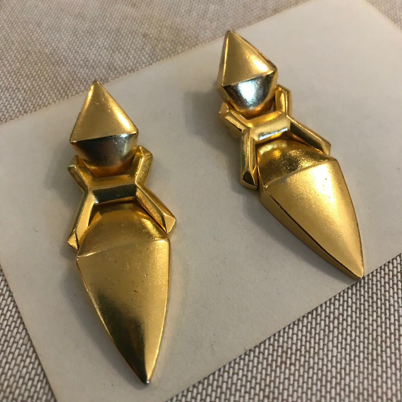 1980s Gold Pierced Geometric Earrings Jewelry Bloomers and Frocks 