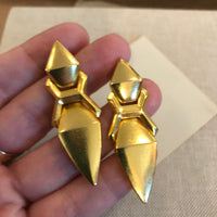 Thumbnail for 1980s Gold Pierced Geometric Earrings Jewelry Bloomers and Frocks 