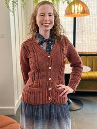 Thumbnail for 1980s Rustic Dark Salmon Cardigan with Pockets Bloomers and Frocks 