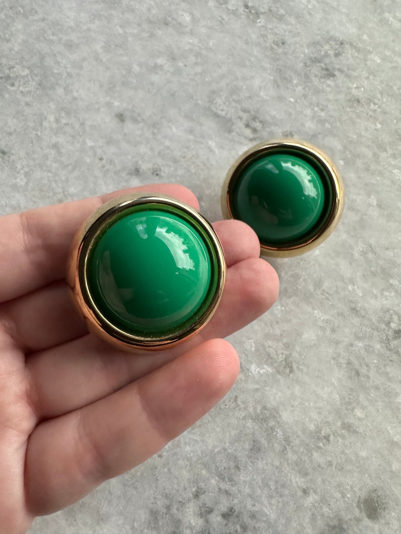 1990s Green and Gold Pierced Earrings Bloomers and Frocks 