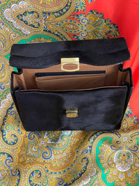 Thumbnail for Black Pony-hair Classic Handbag Gold Clasp Bloomers and Frocks 