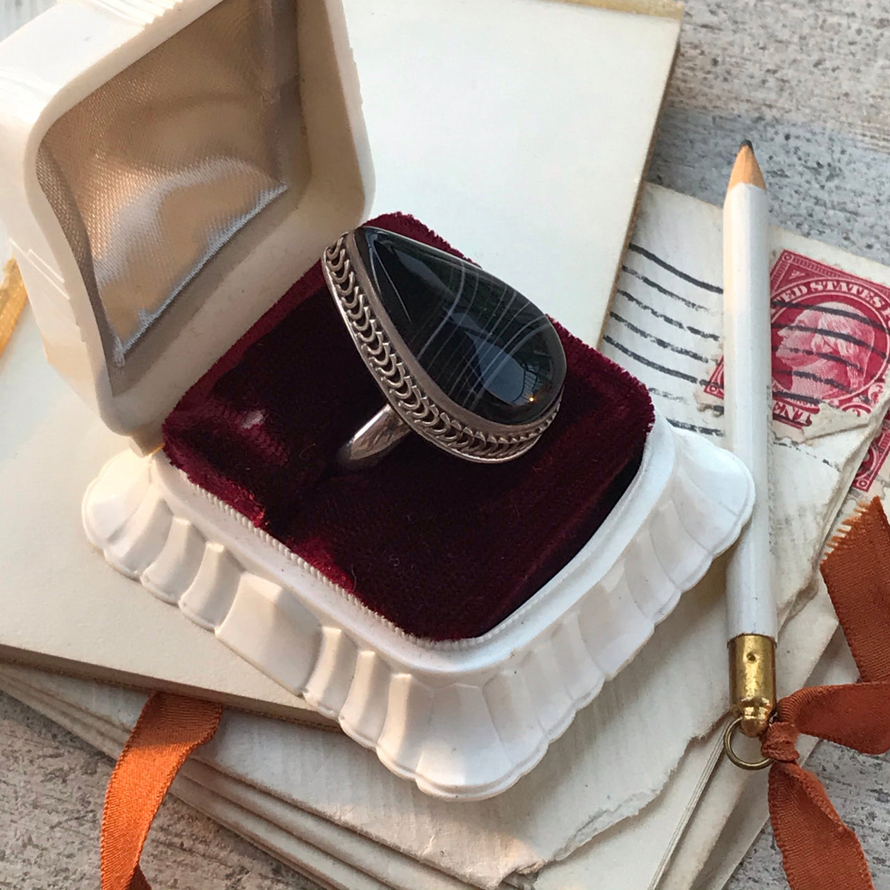 Botswana Agate Bezel Set Sterling Ring Jewelry Bloomers and Frocks 