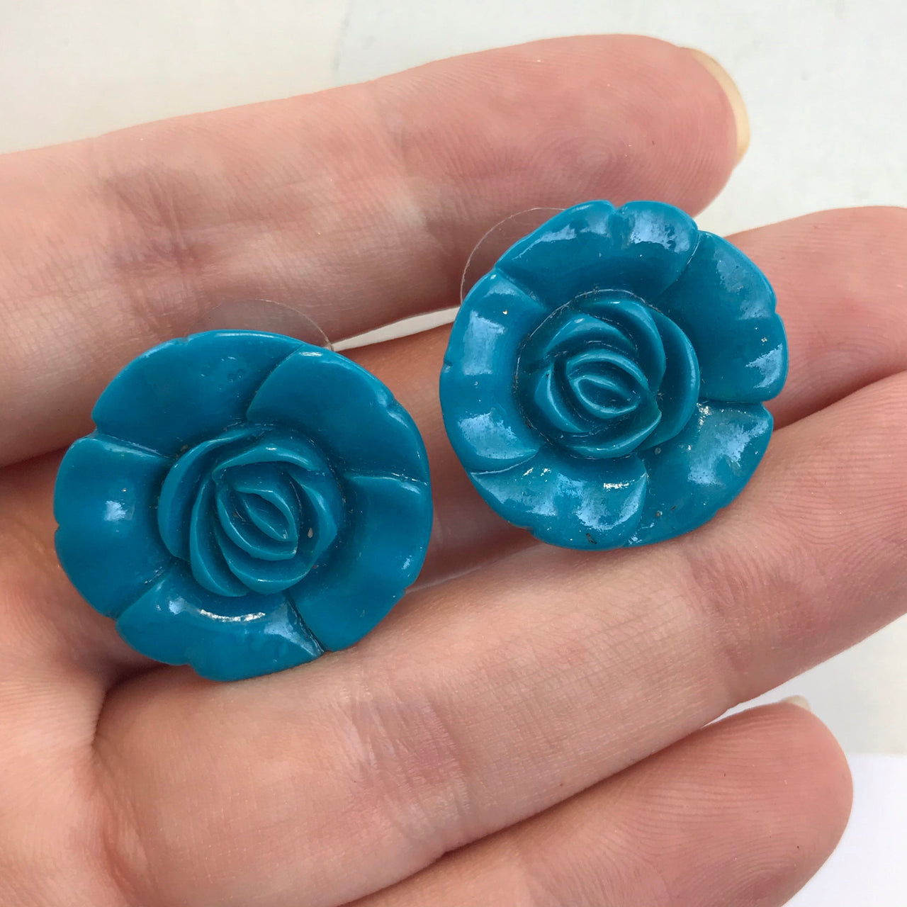 Bright Teal Blue Pierced Earrings Jewelry Bloomers and Frocks 