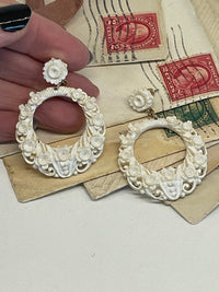 Thumbnail for Celluloid Carved Roses Earrings Bloomers and Frocks 