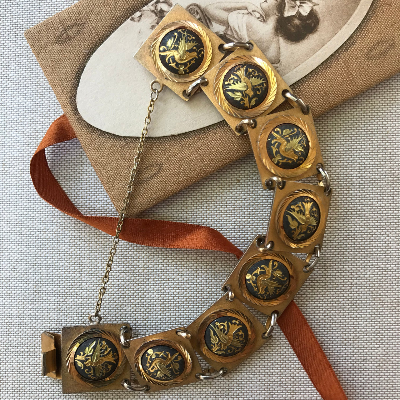 Damascene Square Link Dove Bracelet Jewelry Bloomers and Frocks 