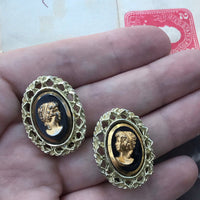 Thumbnail for Gold and Black Cameo Clip Earrings Jewelry Bloomers and Frocks 