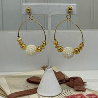 Thumbnail for Gold Circles Earrings with Pearl and Gold Balls Bloomers and Frocks 