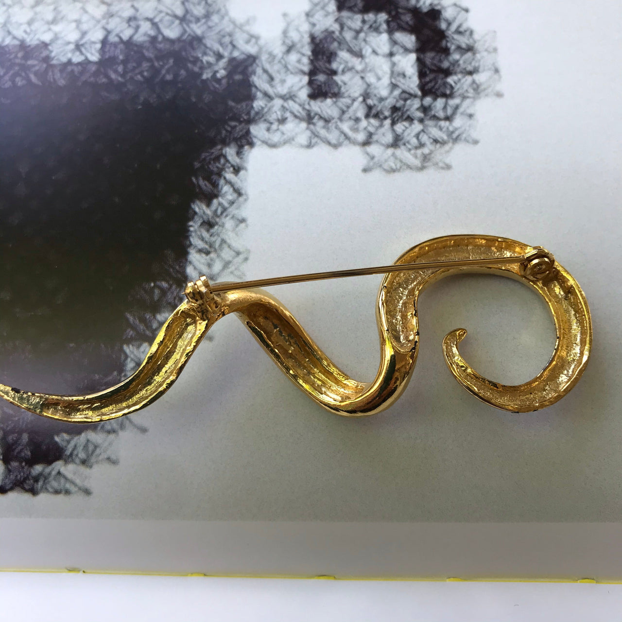 Gold Squiggle Brooch Jewelry Bloomers and Frocks 