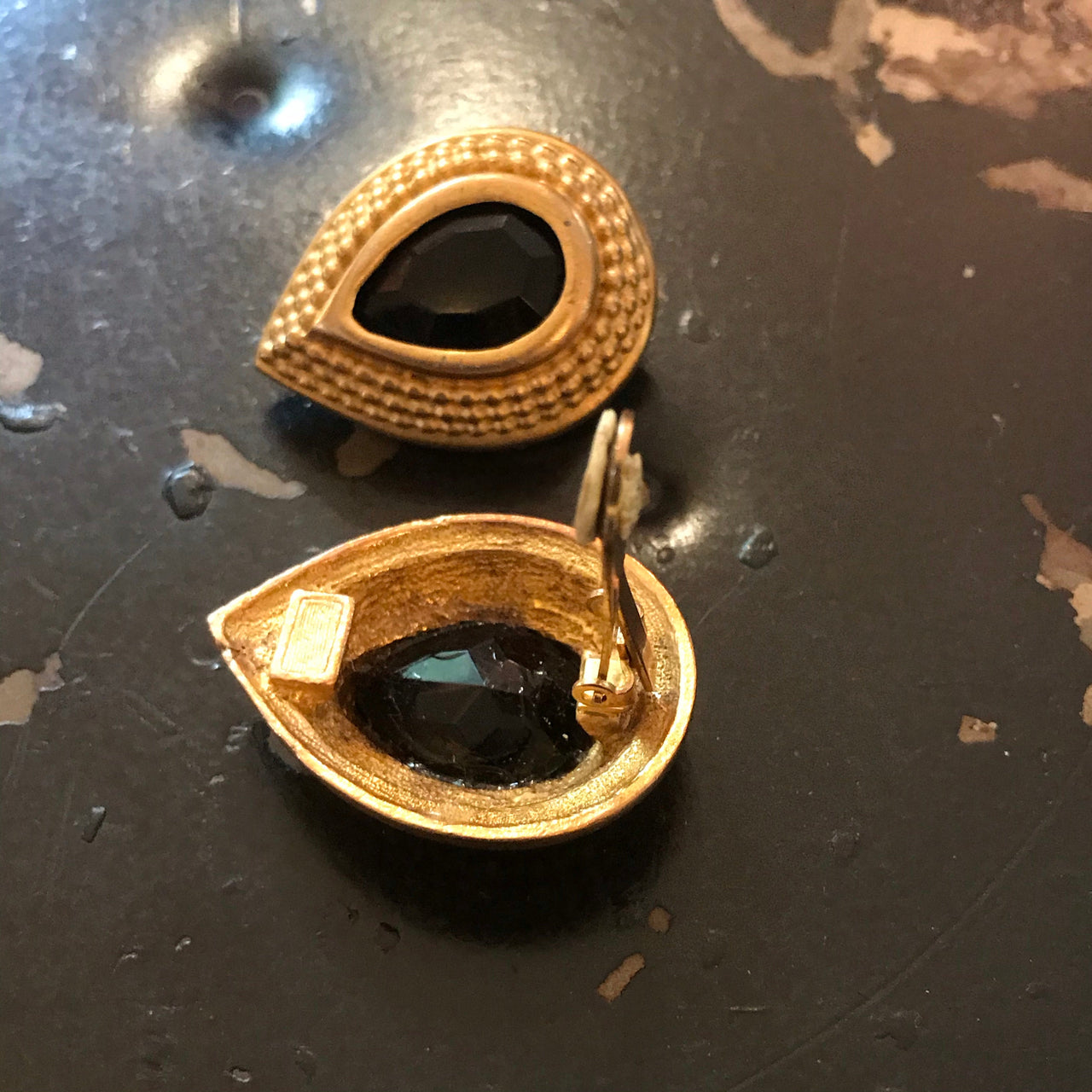 Gold Teardrop Clip Earrings Jewelry Bloomers and Frocks 