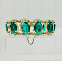 Thumbnail for Green Two Tone Rhinestone and Faceted Glass Statement Bracelet Jewelry Bloomers and Frocks 