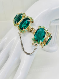 Thumbnail for Green Two Tone Rhinestone and Faceted Glass Statement Bracelet Jewelry Bloomers and Frocks 