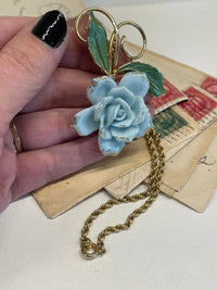 Thumbnail for Hobe 1966 Blue Flower Pendant with Gold Rope Chain Bloomers and Frocks 