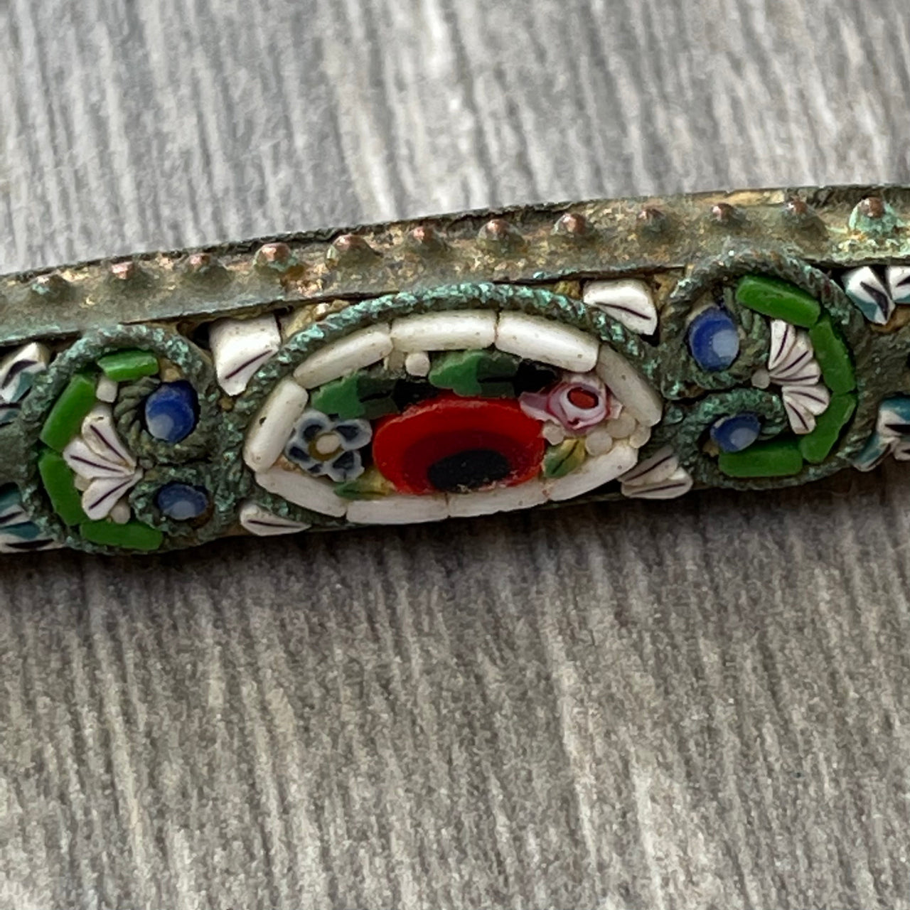 Long Italian Micro Mosaic Bar Brooch Jewelry Bloomers and Frocks 