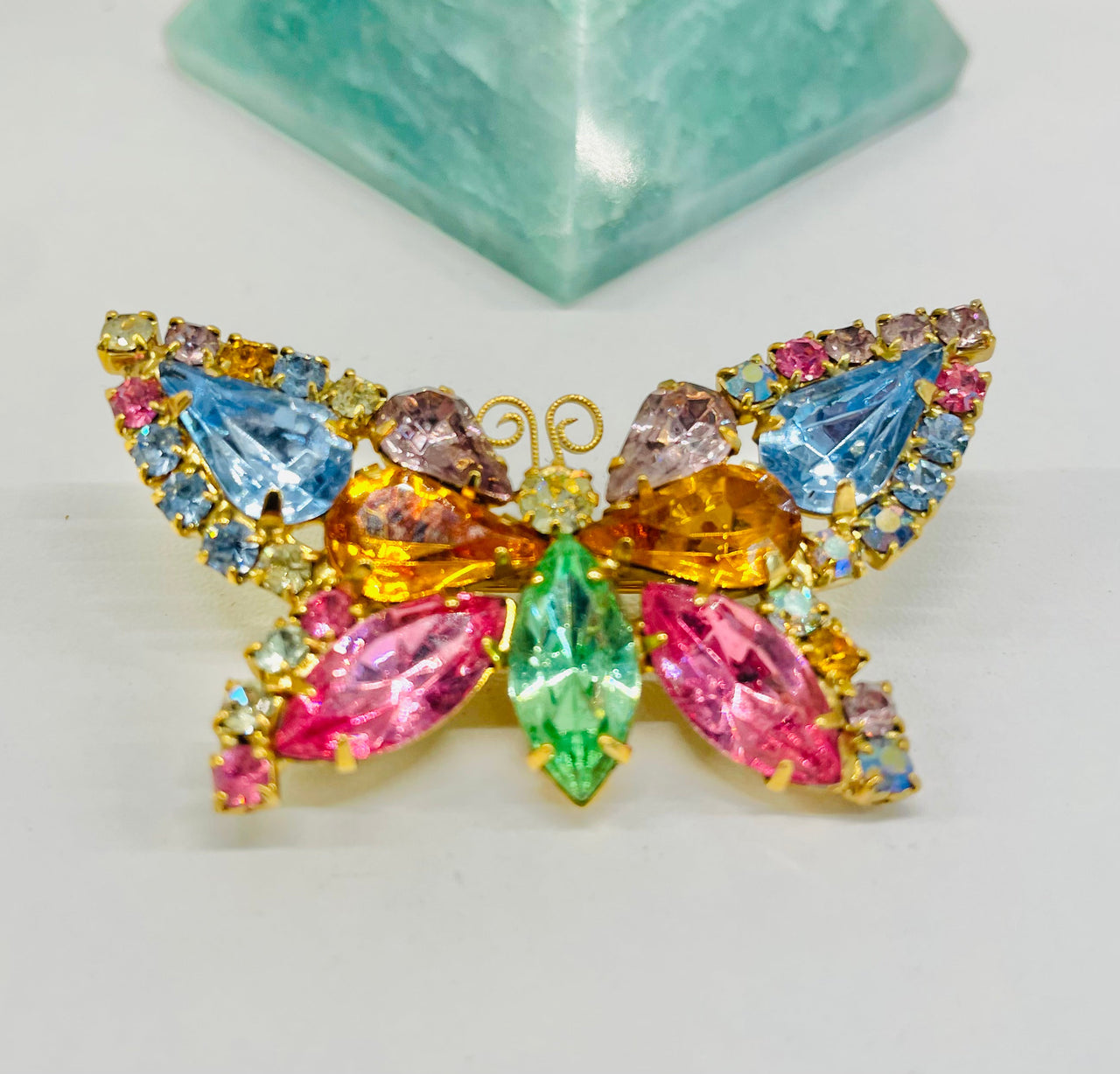 Rainbow Rhinestone Butterfly Brooch Jewelry Bloomers and Frocks 