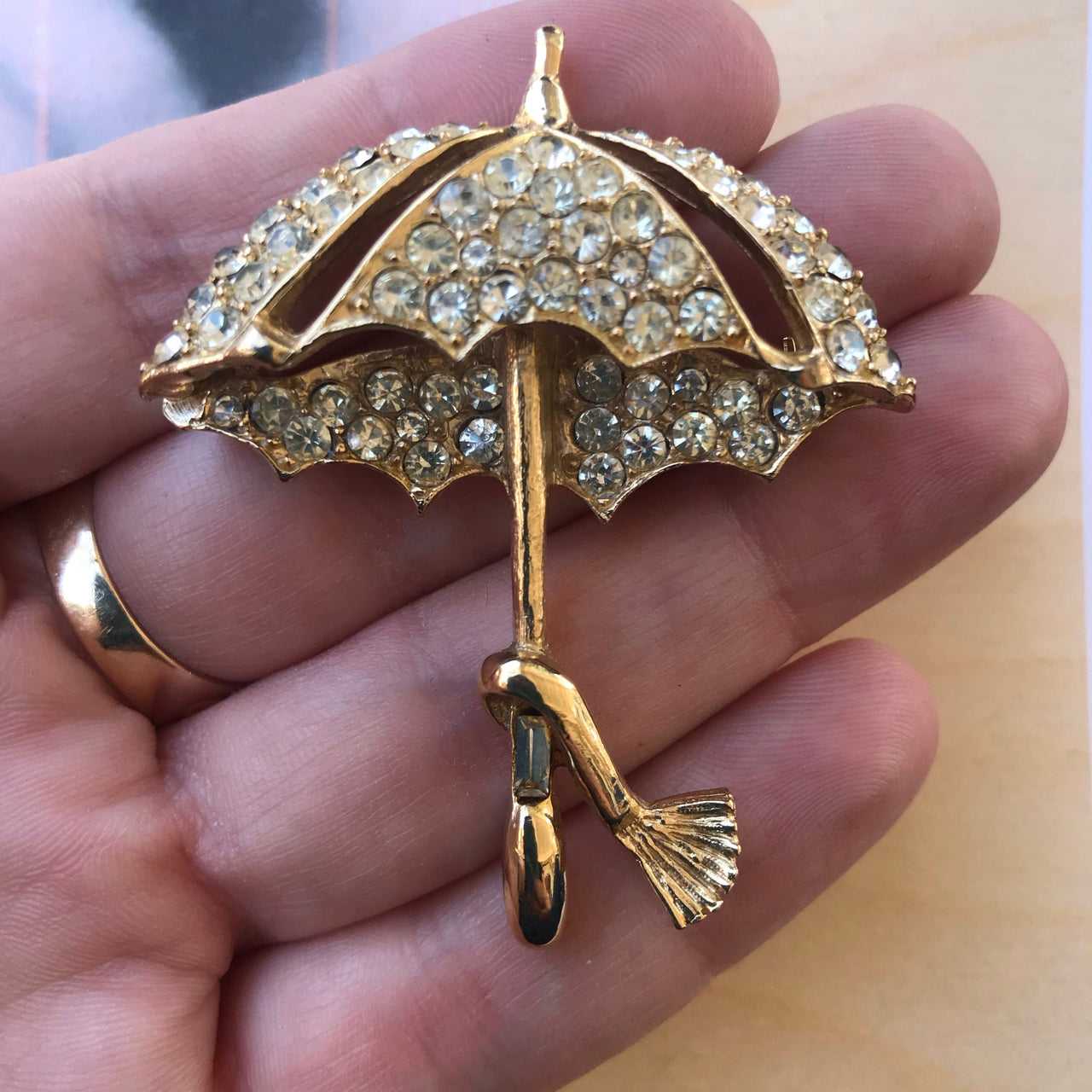 Rhinestone Umbrella Brooch Jewelry Bloomers and Frocks 